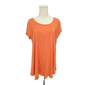 MATILDA JANE Large Top Back Floral Trim Solid Orange Swing Jersey‎ Knit